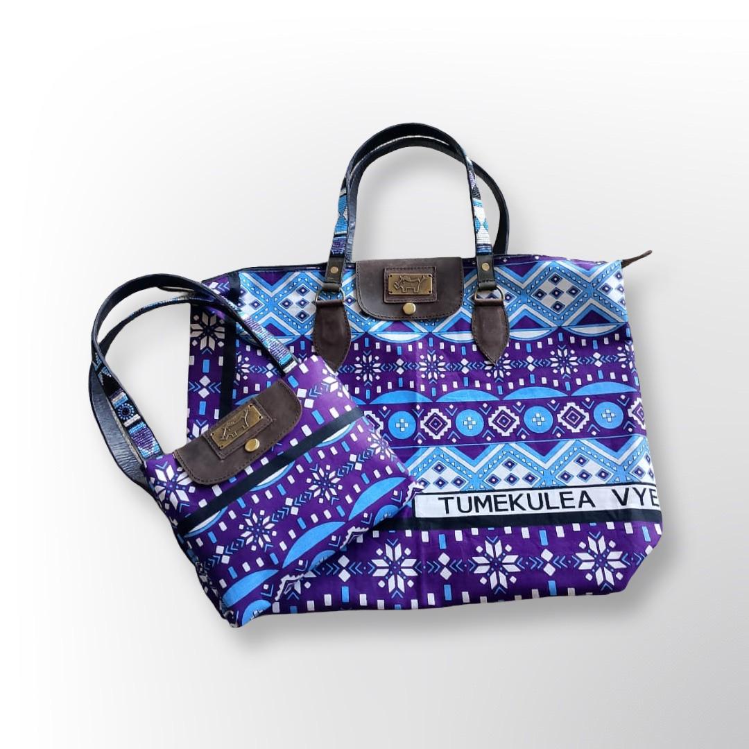Fold Up Bag with Beaded Handles